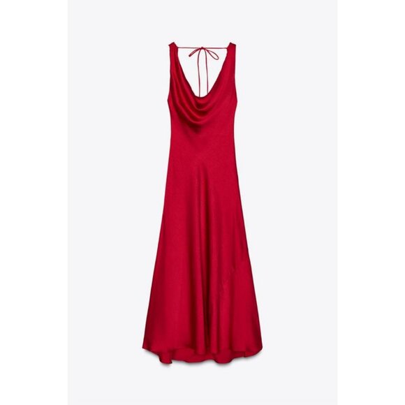 ZARA ZW COLLECTION SATIN LONG DRESS - Picture 7 of 9